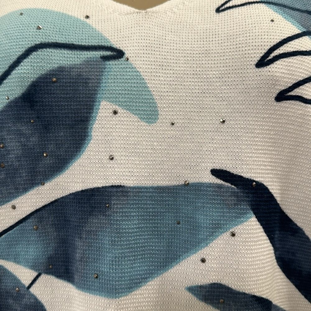 RABE LEAF PRINT KNITTED SHORT SLEEVE PULLOVER. - Picture 5 of 7